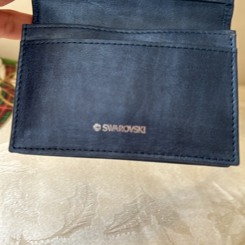 NWOT SWAROVSKI  Wallet card holder Leather Made in FranceID with Front glitters - Picture 9 of 10